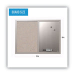 Designer Combo Fabric Bulletin/Dry Erase Board, 24 x 18, Multicolor/Gray Surface, Gray MDF Wood Frame