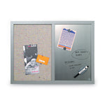 Designer Combo Fabric Bulletin/Dry Erase Board, 24 x 18, Multicolor/Gray Surface, Gray MDF Wood Frame