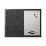 Designer Combo Fabric Bulletin/Dry Erase Board, 24 x 18, Charcoal/Gray Surface, Black MDF Wood Frame