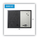 Designer Combo Fabric Bulletin/Dry Erase Board, 24 x 18, Charcoal/Gray Surface, Black MDF Wood Frame