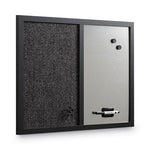 Designer Combo Fabric Bulletin/Dry Erase Board, 24 x 18, Charcoal/Gray Surface, Black MDF Wood Frame