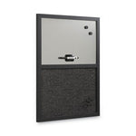 Designer Combo Fabric Bulletin/Dry Erase Board, 24 x 18, Charcoal/Gray Surface, Black MDF Wood Frame