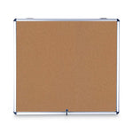 Slim-Line Enclosed Cork Bulletin Board, One Door, 47 x 38, Tan Surface, Aluminum Frame