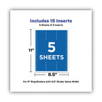 Binder Spine Inserts, 3" Spine Width, 3 Inserts/Sheet, 5 Sheets/Pack