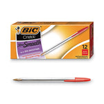 Cristal Xtra Smooth Ballpoint Pen, Stick, Medium 1 mm, Red Ink, Clear Barrel, Dozen