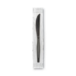 Grab’N Go Wrapped Cutlery, Knives, Black, 90/Box, 6 Box/Carton