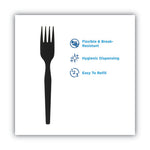 SmartStock Plastic Cutlery Refill, Forks, 6", Series-O Heavyweight, Black, 40/Pack, 24 Packs/Carton