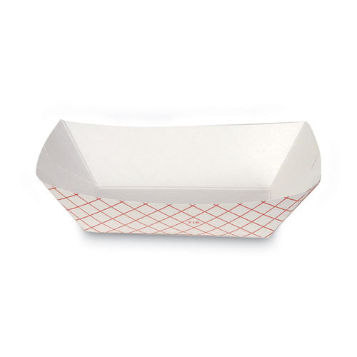 Kant Leek Polycoated Paper Food Tray, 1 lb Capacity, 6.25 x 4.7 x 1.6, Red Plaid, 1,000/Carton