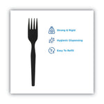 SmartStock Plastic Cutlery Refill, Forks, 6.5", Series-O Mediumweight, Black, 40/Pack, 24 Packs/Carton