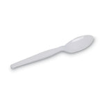 Individually Wrapped Mediumweight Polystyrene Cutlery, Teaspoons, White, 1,000/Carton