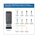 SmartStock Tri-Tower Dispenser, Forks/Knives/Spoons, 13.16 x 16.07 x 31.03, Black/Gray