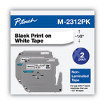 M Series Tape Cartridges for P-Touch Labelers, 0.47" x 26.2 ft, Black on White, 2/Pack