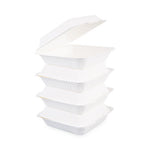 Bagasse Food Containers, Hinged-Lid, 1-Compartment 9 x 9 x 3.19, White, Sugarcane, 100/Sleeve, 2 Sleeves/Carton