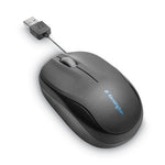 Pro Fit Optical Mouse with Retractable Cord, USB 2.0, Left/Right Hand Use, Black