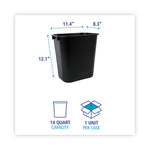 Soft-Sided Wastebasket, 14 qt, Plastic, Black