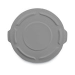 BRUTE Self-Draining Flat Top Lids for 55 gal Round BRUTE Containers, 26.75" Diameter, Gray