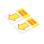 Arrow Page Flags, "Sign Here", Yellow/Red, 50 Flags/Dispenser, 2 Dispensers/Pack