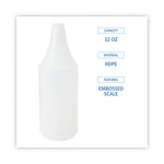 Embossed Spray Bottle, 32 oz, Clear, 24/Carton