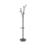 Festival Coat Stand with Umbrella Holder, Five Knobs, 14w x 14d x 73.67h, Black