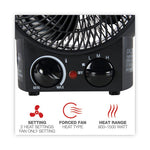 Heater Fan, 1,500 W, 8.25 x 4.37 x 9.5, Black