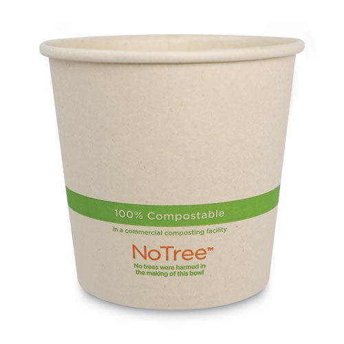 No Tree Paper Bowls, 24 oz, 4.4" Diameter x 4.5"h, Natural, Sugarcane, 500/Carton