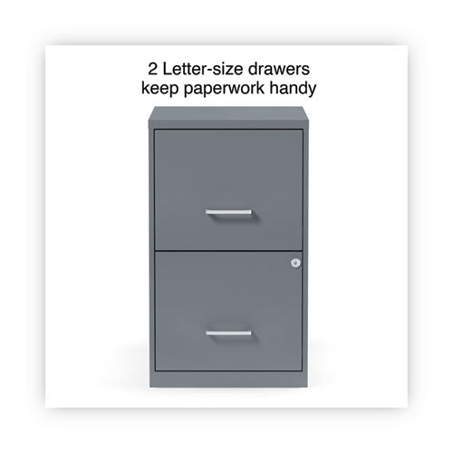 Soho Vertical File Cabinet, 2 Drawers: File/File, Letter, Charcoal, 14" x 18" x 24.1"