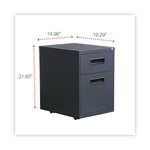 File Pedestal, Left or Right, 2-Drawers: Box/File, Legal/Letter, Charcoal, 14.96" x 19.29" x 21.65"