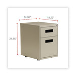 File Pedestal, Left or Right, 2-Drawers: Box/File, Legal/Letter, Putty, 14.96" x 19.29" x 21.65"