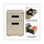 File Pedestal, Left or Right, 2-Drawers: Box/File, Legal/Letter, Putty, 14.96" x 19.29" x 21.65"