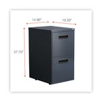 File Pedestal, Left or Right, 2 Legal/Letter-Size File Drawers, Charcoal, 14.96" x 19.29" x 27.75"