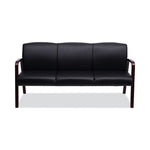 Alera Reception Lounge WL 3-Seat Sofa, 65.75w x 26d.13 x 33h, Black/Mahogany