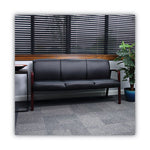 Alera Reception Lounge WL 3-Seat Sofa, 65.75w x 26d.13 x 33h, Black/Mahogany