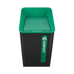 Sustain Decorative Refuse with Recycling Lid, 23 gal, Metal/Plastic, Black/Green