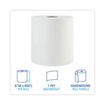 Hardwound Paper Towels, 1-Ply, 8" x 800 ft, White, 6 Rolls/Carton