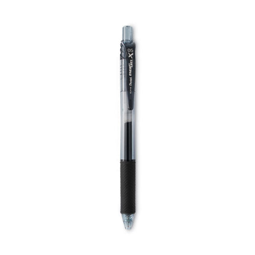 EnerGel-X Gel Pen, Retractable, Fine 0.5 mm Needle Tip, Black Ink, Clear/Black Barrel, Dozen