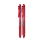 EnerGel-X Gel Pen, Retractable, Fine 0.5 mm Needle Tip, Red Ink, Translucent Red/Red Barrel, Dozen