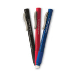 Clic Eraser Grip Eraser, For Pencil Marks, White Eraser, Randomly Assorted Barrel Color, 3/Pack