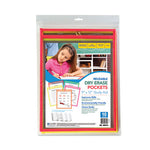 Reusable Dry Erase Pockets, 9 x 12, Assorted Neon Colors, 10/Pack