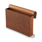 Standard Expanding Wallet with Fiber Gussets, 5.25" Expansion, 1 Section, Elastic Cord Closure, Legal Size, Red Fiber