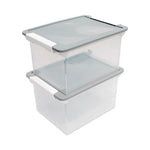 Portable File Tote with Locking Handles, Letter/Legal Files, 18.5" x 14.25" x 10.88", Clear/Silver