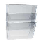 Wall File, 3 Sections, Letter Size, 13" x 4" x 14", Clear, 3/Set