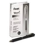 WOW! Ballpoint Pen, Retractable, Medium 1 mm, Black Ink, Smoke/Black Barrel, Dozen