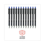 Ballpoint Pen, Retractable, Medium 1 mm, Blue Ink, Blue Barrel, Dozen