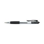 Comfort Grip Ballpoint Pen, Retractable, Medium 1 mm, Black Ink, Clear/Black Barrel, Dozen