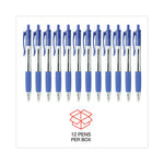 Comfort Grip Ballpoint Pen, Retractable, Medium 1 mm, Blue Ink, Clear/Blue Barrel, Dozen