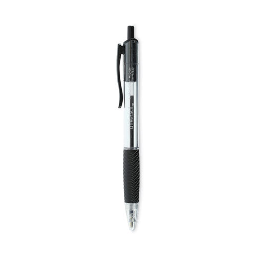 Comfort Grip Ballpoint Pen, Retractable, Medium 1 mm, Black Ink, Clear/Black Barrel, 48/Pack