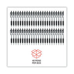 Comfort Grip Ballpoint Pen, Retractable, Medium 1 mm, Black Ink, Clear/Black Barrel, 48/Pack