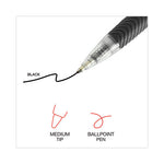 Comfort Grip Ballpoint Pen, Retractable, Medium 1 mm, Black Ink, Clear/Black Barrel, 48/Pack