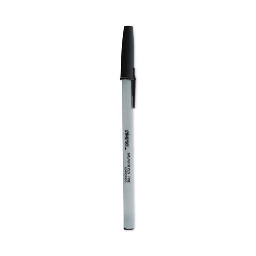 Ballpoint Pen, Stick, Fine 0.7 mm, Black Ink, Gray/Black Barrel, Dozen