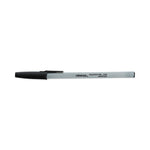 Ballpoint Pen, Stick, Fine 0.7 mm, Black Ink, Gray/Black Barrel, Dozen